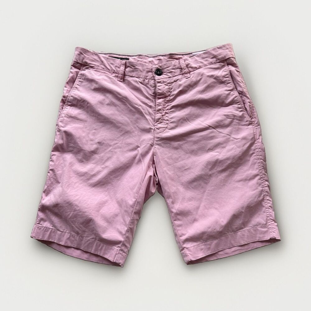 Mason's Men's Pink Chino Shorts Flat Front Solid Cotton Slash Pockets 11" 46